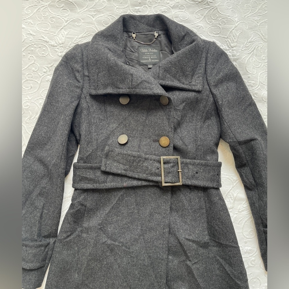 Aritzia Babaton Tulula Bromley Wool & Cashmere Gray Belted Pea Coat Size XS - Picture 5 of 12